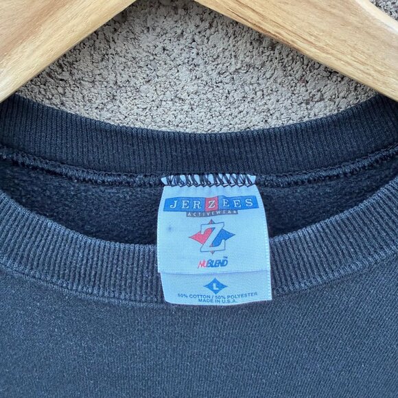 90's Jerzees Faded Black Crewneck Sweatshirt - Picture 3 of 4